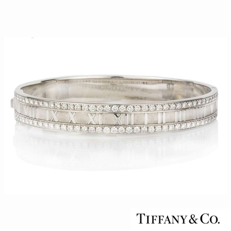 Tiffany & Co. Pre-Owned 18kt White Gold Atlas Bangle Bracelet - Farfetch